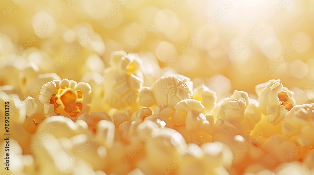 Aufkleber Beautiful background of popcorn for various uses Popcorn kernels in defocused spiral closeup Food texture pattern High quality photo : Generative AI