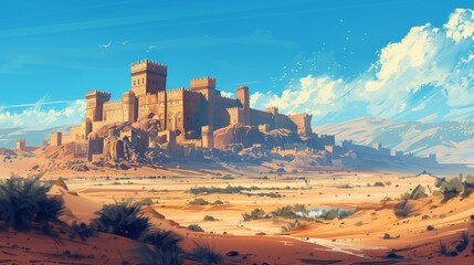 Desert Fortress Landscape Art