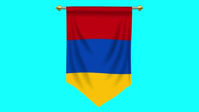 Motion graphic of Armenia flag or pennant  on blue screen