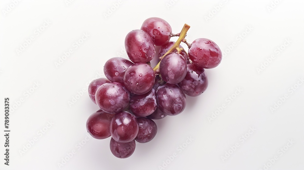 Aufkleber Flat lay top view of red grape on white background : Generative AI