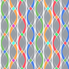 Seamless colorful multicolor geometric pattern, colored ornament on a gray background.