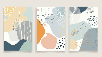 Set of three Abstract Backgrounds. Hand drawn Four doo