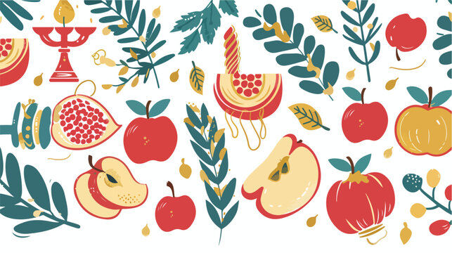 Rosh Hashanah horizontal banner or background decorat