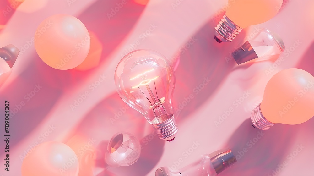 Poster one out unique idea light bulb concept flat lay : generative ai