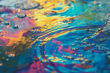 Vivid Colors and Bubbles on Water's Surface