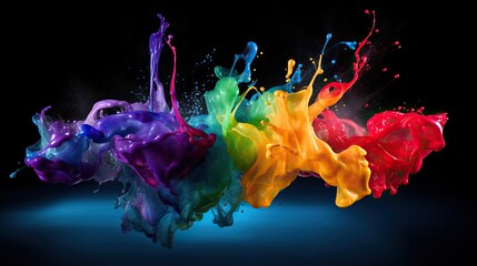 Watercolor splash or splash isolated black background in copy space. watercolor background concept