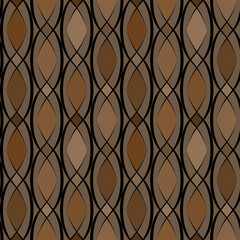 Seamless monochrome geometric pattern, brown background.