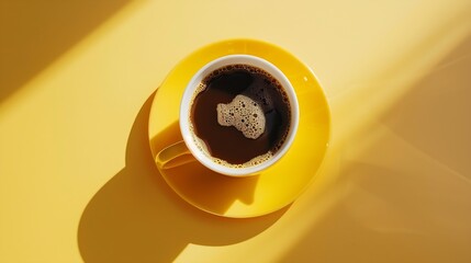 Creative flat lay composition with delicious hot coffee on table : Generative AI