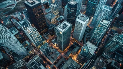 Obraz premium modern skyscraper towering over a bustling cityscape