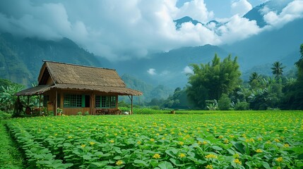 Small farm in the mountains