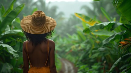 Woman traveling in a tropic nature - 789005772