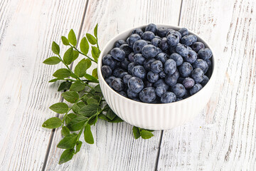 Ripe sweet blueberry in the bowl