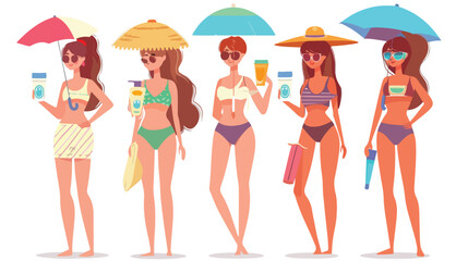 Skin protection with sunscreen set vector illustration
