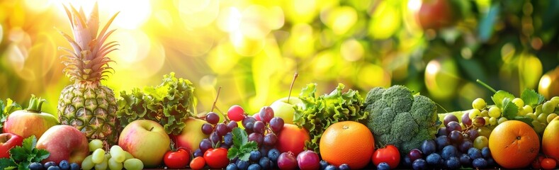 Obraz na płótnie Canvas Fresh Fruits And Vegetables. Generative AI