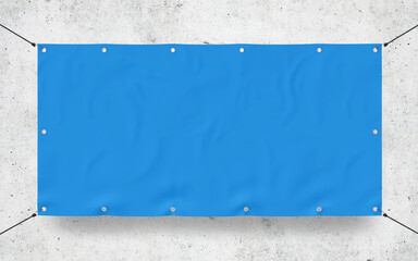 Blue Outdoor Tarpaulin Banner 3D Rendering