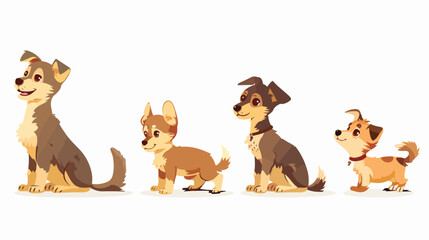 Obraz na płótnie Canvas Set of Four cute puppy herding dog growth stage devel