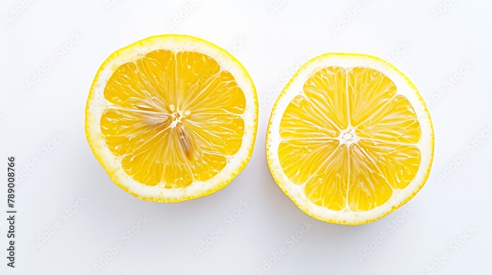 Aufkleber Whole and half sliced lemon isolated on white background Top view Flat lay : Generative AI