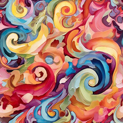 Colorful Swirls Art Print Painting.