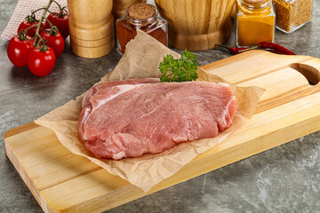 Raw pork schnitzel for cooking