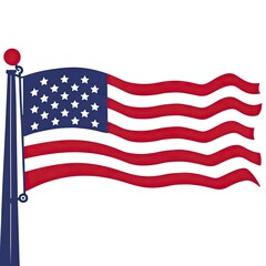 American flag on flat style
