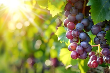 Sun grapes. Grapes ripening in the grapevine in the sun . - obrazy, fototapety, plakaty