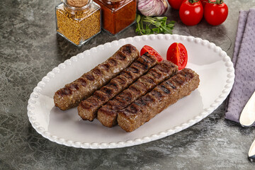 Grilled beef kebab minced meat