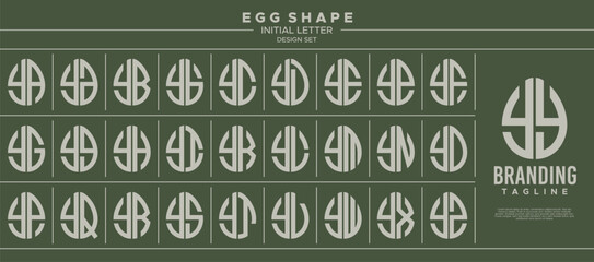 Collection of food egg shape initial letter Y YY logo design - obrazy, fototapety, plakaty