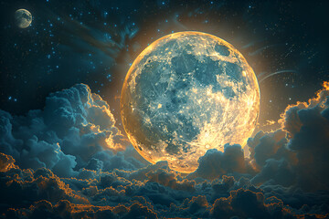 earth and moon,
Realistic photograph full moon  - obrazy, fototapety, plakaty