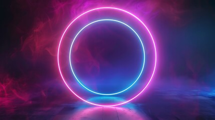 colorful neon light spectrum loop ultraviolet quantum energy pink blue violet glowing line string...