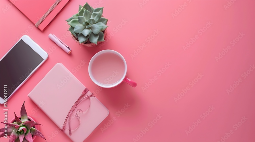 Aufkleber styled minimal desktop mockup with organic color stationary freelancer social media blogger concept 
