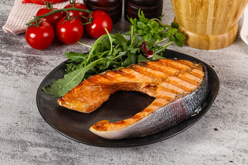 Tasty delicous grilled salmon steak