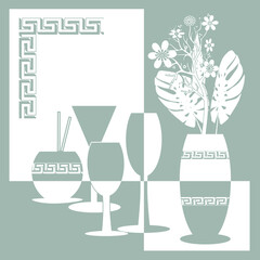 Vase greek glass elements decor tile kitchen - 789013516