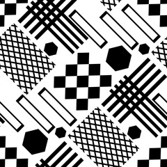 Seamless simple geometriec shapes black white background - 789013567