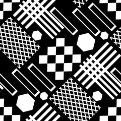 Seamless simple geometriec shapes black white background - 789013571