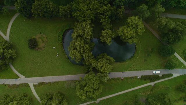 Pond Beautiful Park Janusz Kusocinski Olsztyn Staw Aerial View Poland
