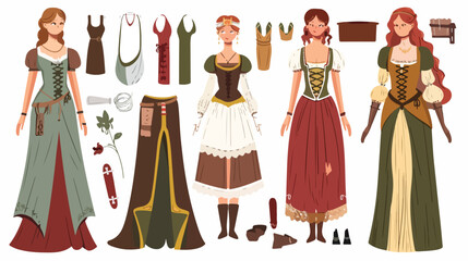 Stylish woman of middle ages constructor or DIY kit