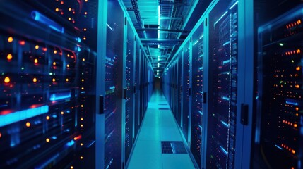 Data center storing and processing information, highlighting the digital age
