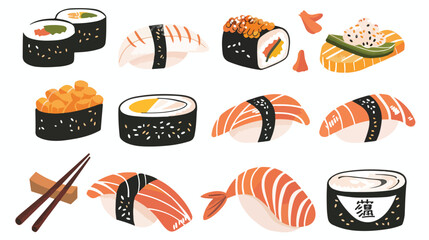 Sushi Japanese food banners advertising card designs