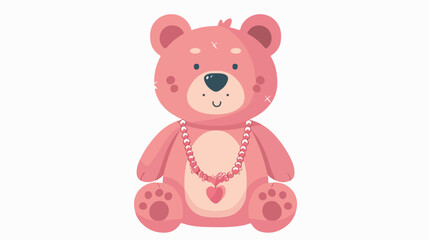 Teddy bear flat vector illustration. Cute pink animal