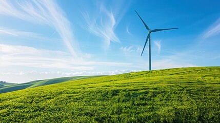 Wind turbine generating electricity, showcasing renewable energy