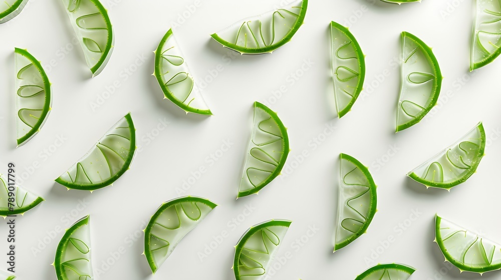 Poster Aloe vera slice pattern isolated on white background  top view  flat lay : Generative AI