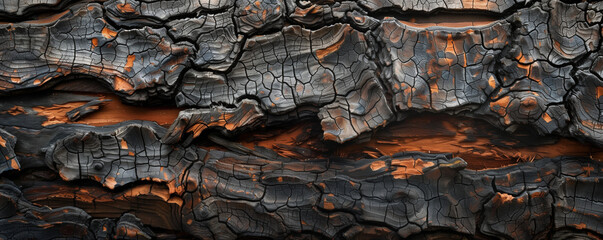Rough wooden texture background, dark old wood bark, generated by ai