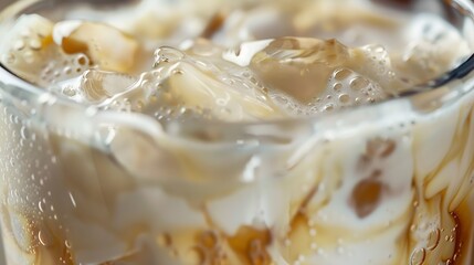 Close up shot of milk coffee drink : Generative AI