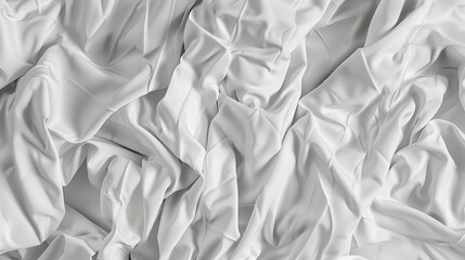 Abstract pattern of white crumpled bed sheet White wrinkled fabric texture rippled surface Close up image : Generative AI - Powered by Adobe