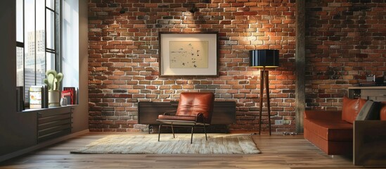 Decorate the inside of your home with a brick wall design and a sign.