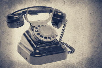 Old grunge vintage Dial Phone on white isolated