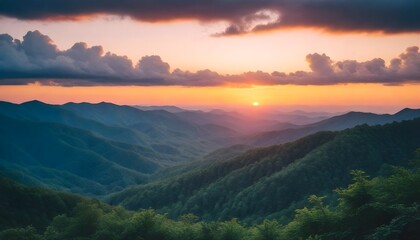Smoky mountain sunset