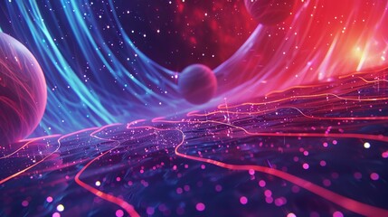 Vibrant cosmic vista: a high-resolution digital illustration of interstellar nebulae and star fields
