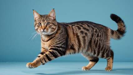 Obraz premium studio photography of an American shorthair cat on colored backgrounds in various poses