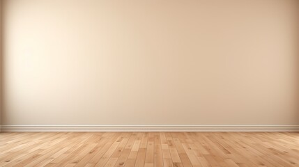 Idea of a white empty scandinavian room interior with wooden floor and large wall and white landscape in window. Home nordic interior. 3D illustration